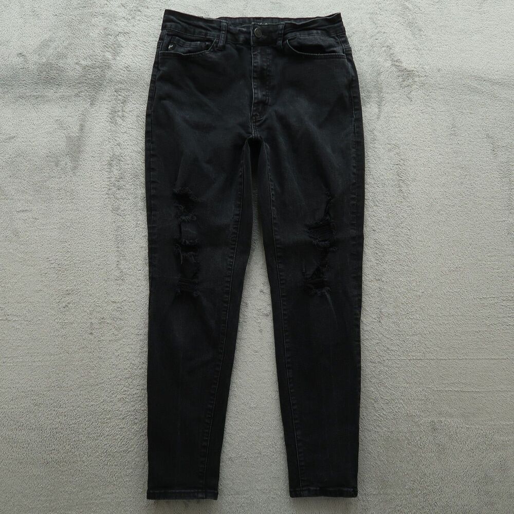 KanCan Jeans Juniors Size 9/28 Faded Black Mid-Rise Skinny 27" Inseam Distressed